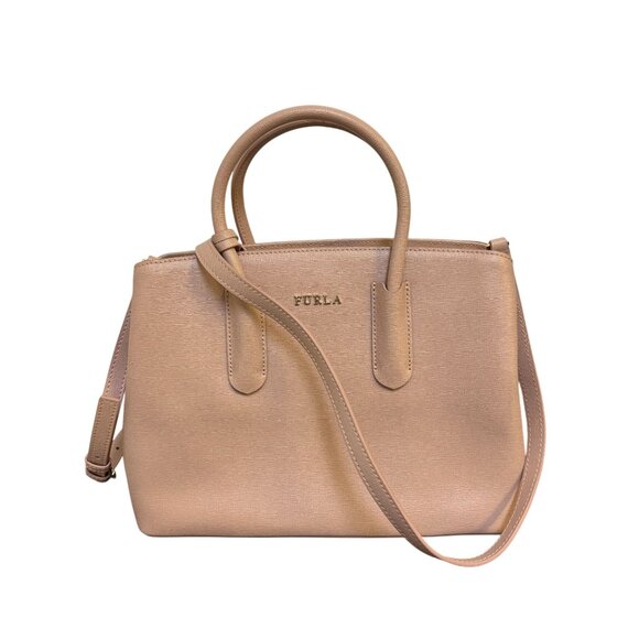 Furla Blush Pink Leather Handbag With Adjustable Crossbody Strap - Picture 5 of 11